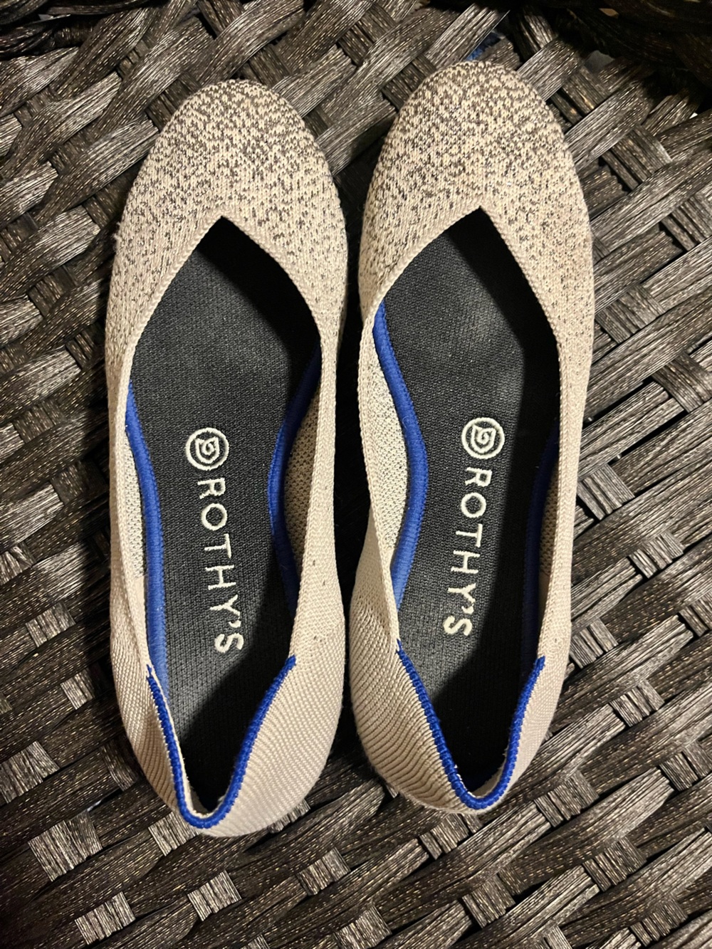 Rothy’s pearl metallic round toes flats size 8
